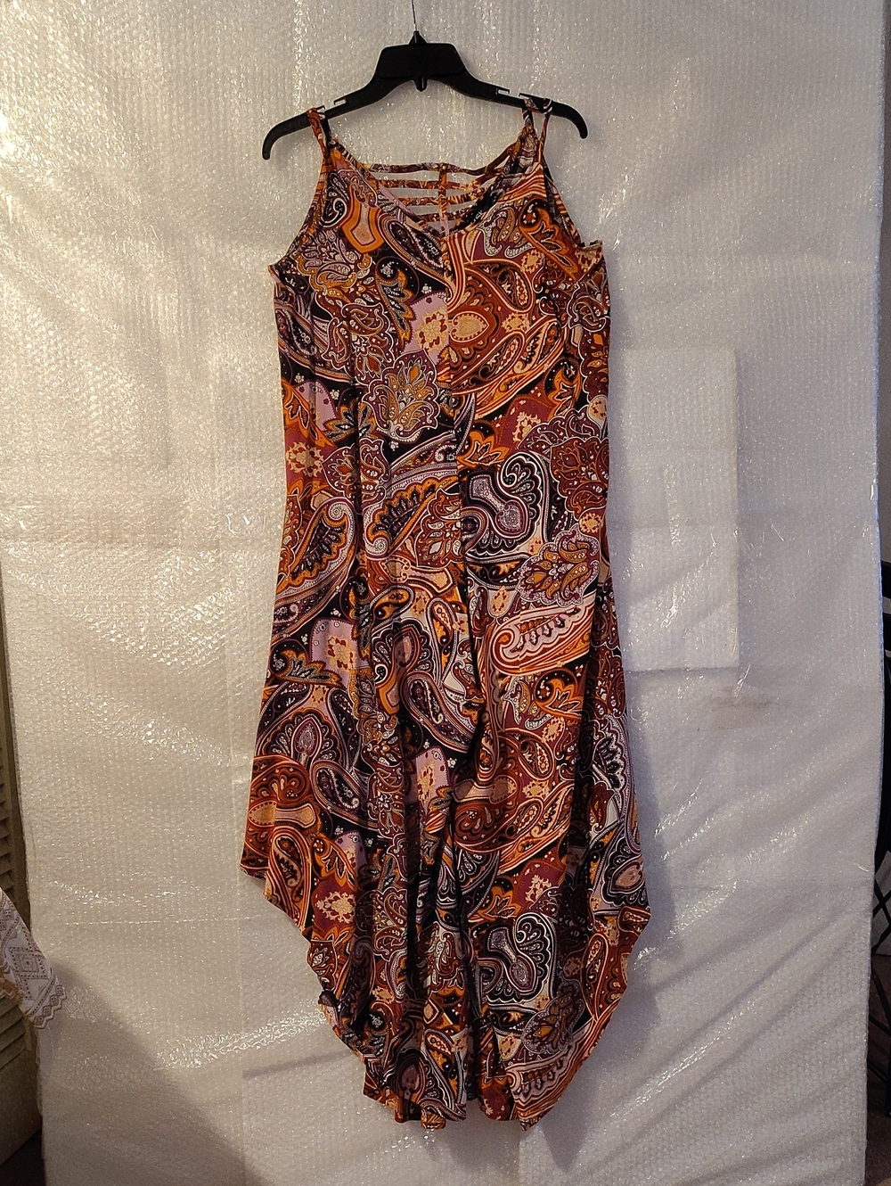 MSK Boho Size Medium Bohemain Paisley Print Wide Leg Spagghetti Strap Jumpsuit